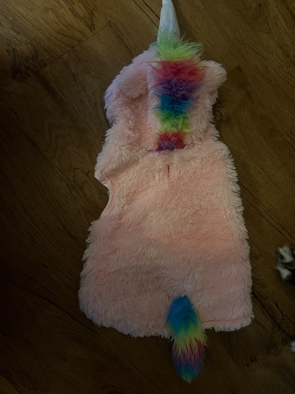 Pet Pink Fuzzy Unicorn Hooded Vest with Rainbow Mane